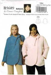 5689 Butterick  CONNIE CRAWFORD BUTTERICK HIP  COLLAR JACKET OR PARKA PATTERN XXL - 3X 18W-32W